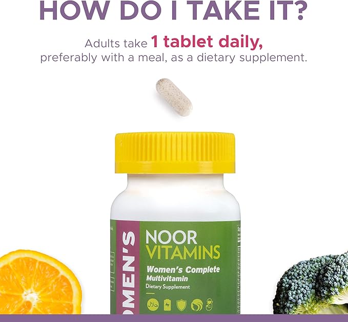 Noor Vitamins Halal Womens Multivitamin & Mineral I Once Daily Vitamin Supplement I Vegan | Supports Energy, Immunity, Metabolism, Healthy Appearance and Stages of Motherhood I 2-Month Supply