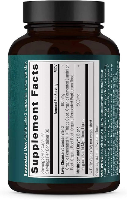 Liver Detox Supplement by Ancient Nutrition, Ancient Herbals Liver Cleanse with Milk Thistle, Dandelion Root & Reishi for Optimal Liver Support, 1300mg, Gluten Free, 60 Count
