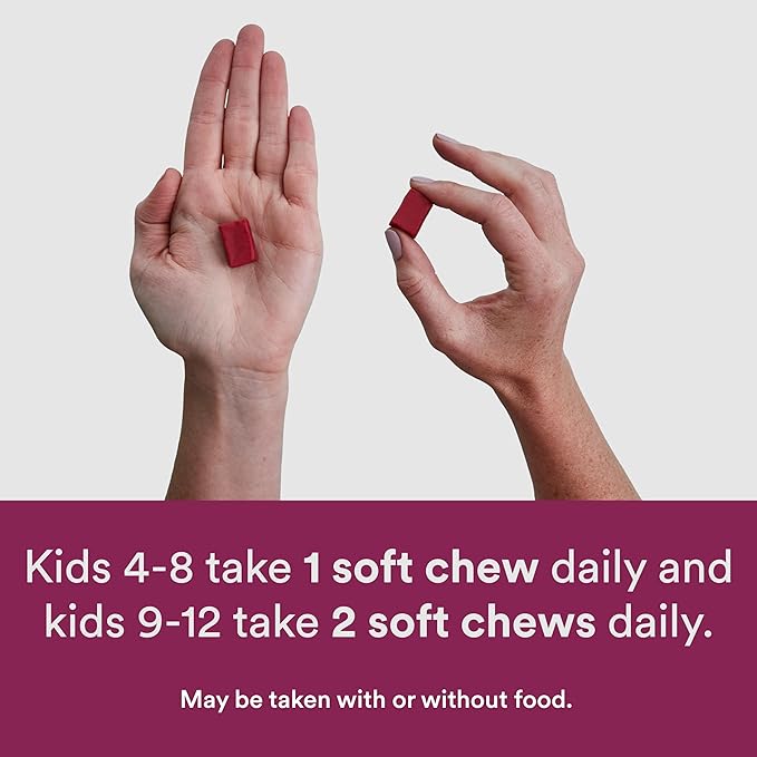 SmartyPants Kids Mineral Chews: Magnesium Citrate & Calcium Supplement with Vitamin D3, Vitamin C, Vitamin K2, Zinc & Selenium for Immune Support, 60 Count (30 Day Supply)