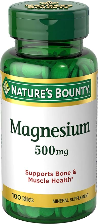Nature's Bounty Magnesium, Mineral Supplement, Supports Bone and Muscle Health, 500 mg, Coated Tablets, 100 Count