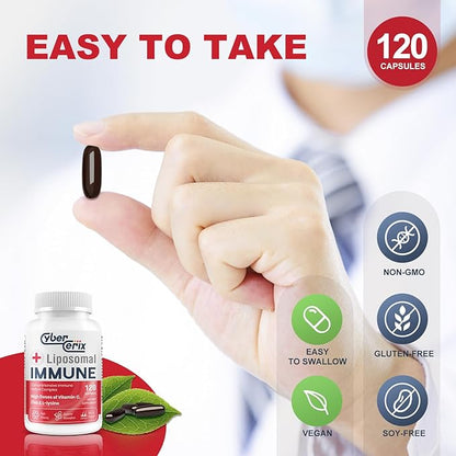 Liposomal Immune Support Supplement for Adults, Complex with L-Lysine 1,500mg, Vitamins, Minerals & Herbal Extracts, Comprehensive Daily Wellness Blend for Men & Women - 240 Capsules