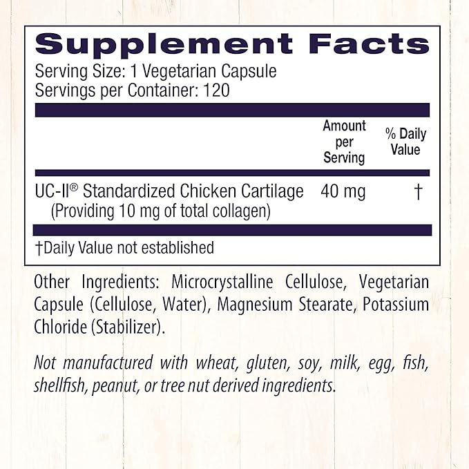 Healthy Origins UC-II, 40 mg - Premium Collagen Supplement for Joint Health, Mobility & Flexibility - Undenatured Type II Collagen - Gluten-Free & Non-GMO Supplement - 120 Veggie Caps
