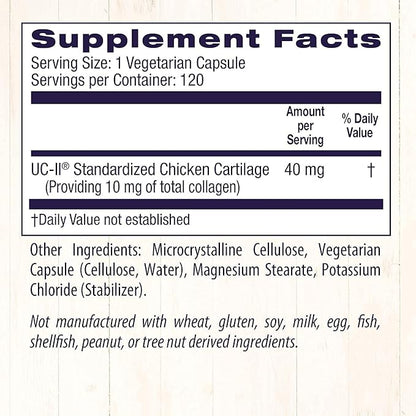 Healthy Origins UC-II, 40 mg - Premium Collagen Supplement for Joint Health, Mobility & Flexibility - Undenatured Type II Collagen - Gluten-Free & Non-GMO Supplement - 120 Veggie Caps