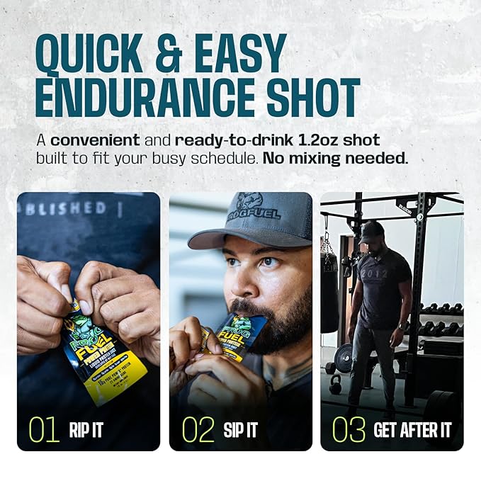 Frog Fuel Ultra Pre Workout Shot & Energy Gel with 1500mg Beta Alanine, Electrolytes 8g Protein Nano-Hydrolyzed Grass Fed Collagen, 10g Carbs, Gluten Free, Fat Free, Berry, 1.2 oz Packets, 24 Pack