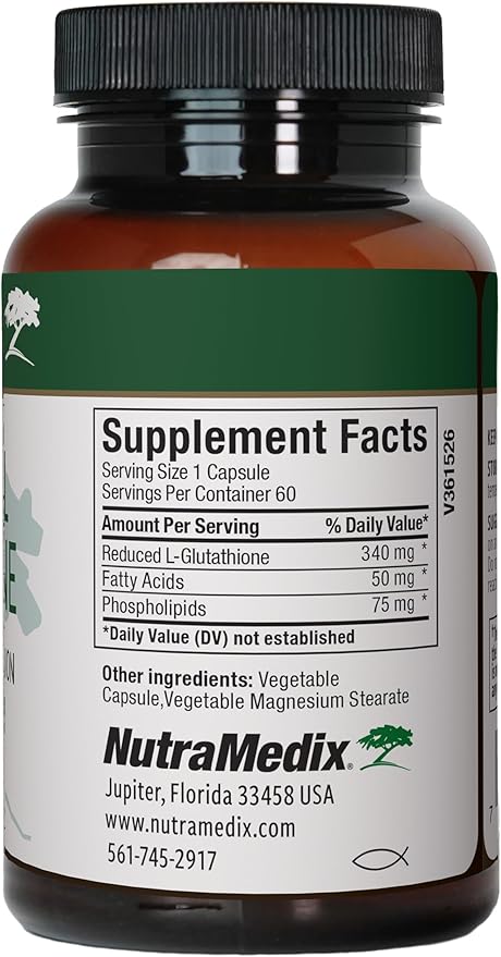 NutraMedix Liposomal Glutathione Supplement - L Glutathione for Full Body Detox, Cleanse and Immune Support - Formulated for Optimal Absorption - Soy, Dairy and Gluten-Free (60 Capsules)