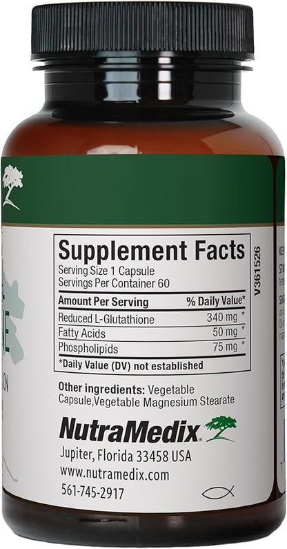 NutraMedix Liposomal Glutathione Supplement - L Glutathione for Full Body Detox, Cleanse and Immune Support - Formulated for Optimal Absorption - Soy, Dairy and Gluten-Free (60 Capsules)