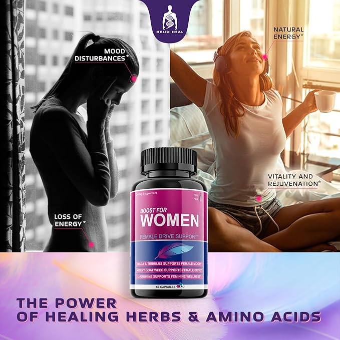 Female Libido Booster for Women Fast Acting - Supplements for Women, Hornygoatweed Women, Boost Desire Pills for Women with Maca Root, Tribulus Terrestris and Ginseng (60 ct)