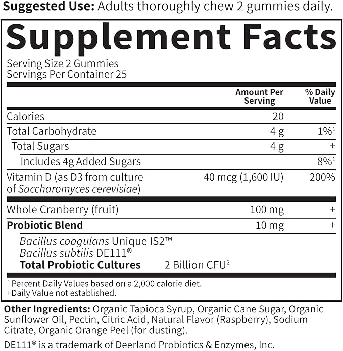 Garden of Life Dr. Formulated Women's Probiotic Digest + Immune Gummies Featuring Cranberry & Whole Food Vitamin D - Berry Flavor, 50 Gummies, Certified Non-GMO, Kosher