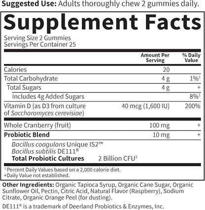 Garden of Life Dr. Formulated Women's Probiotic Digest + Immune Gummies Featuring Cranberry & Whole Food Vitamin D - Berry Flavor, 50 Gummies, Certified Non-GMO, Kosher