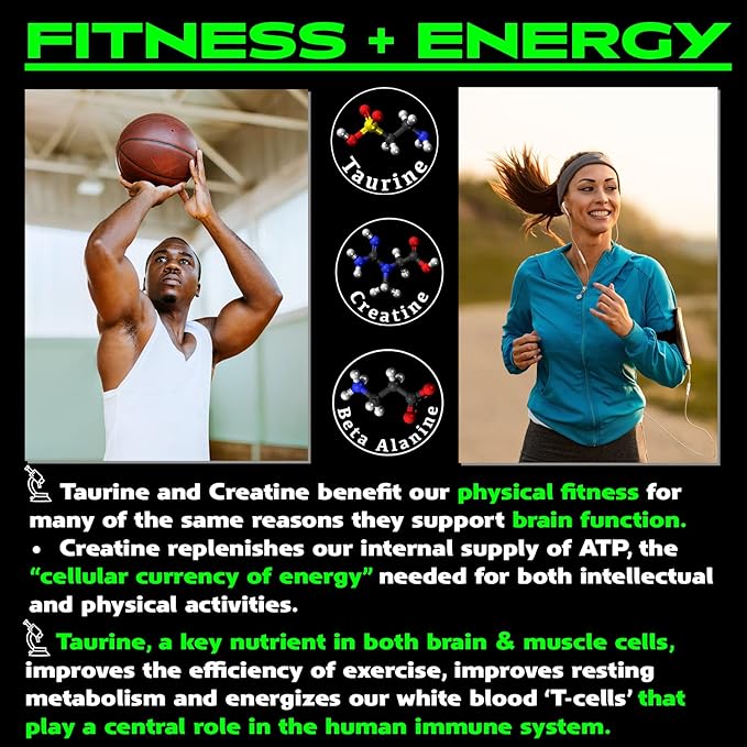 Vegan Brain & Body Boost: The Cherry On Top of A Plant-Based Lifestyle | Working Intelligence | Anti-Aging | Physical Fitness | Vegan Amino Acids - Creatine, Taurine & Beta Alanine | 67 Servings/500g