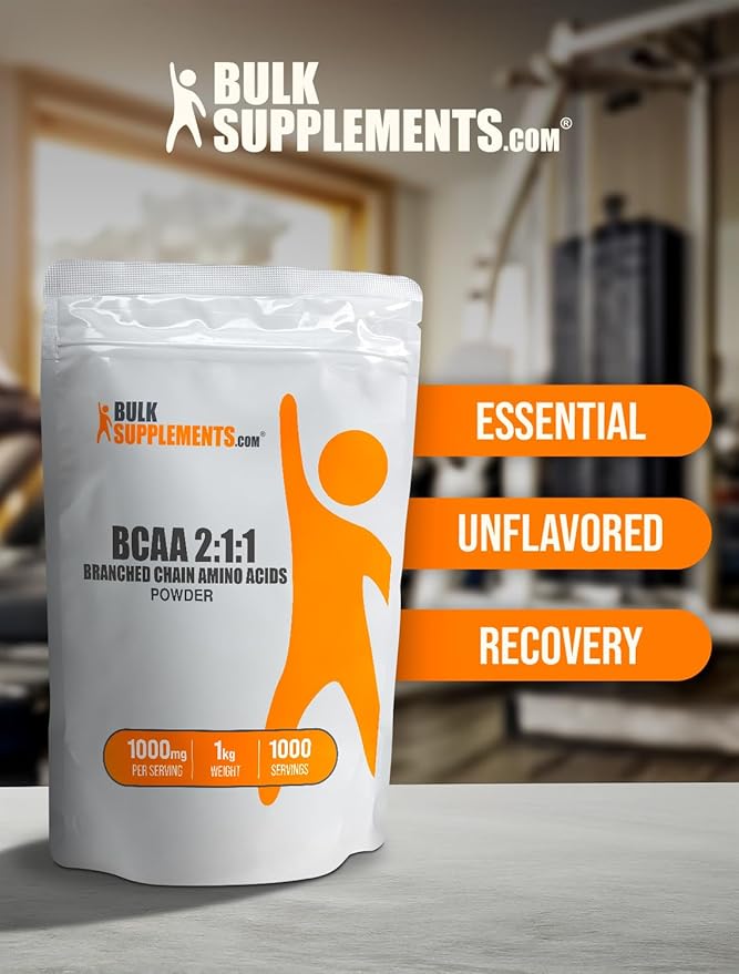 BulkSupplements.com BCAA 2:1:1 Powder - Branched Chain Amino Acids, BCAA Supplement, BCAAs Amino Acids Powder - Unflavored & Gluten Free, 1000mg per Serving, 5kg (11 lbs) (Pack of 5)
