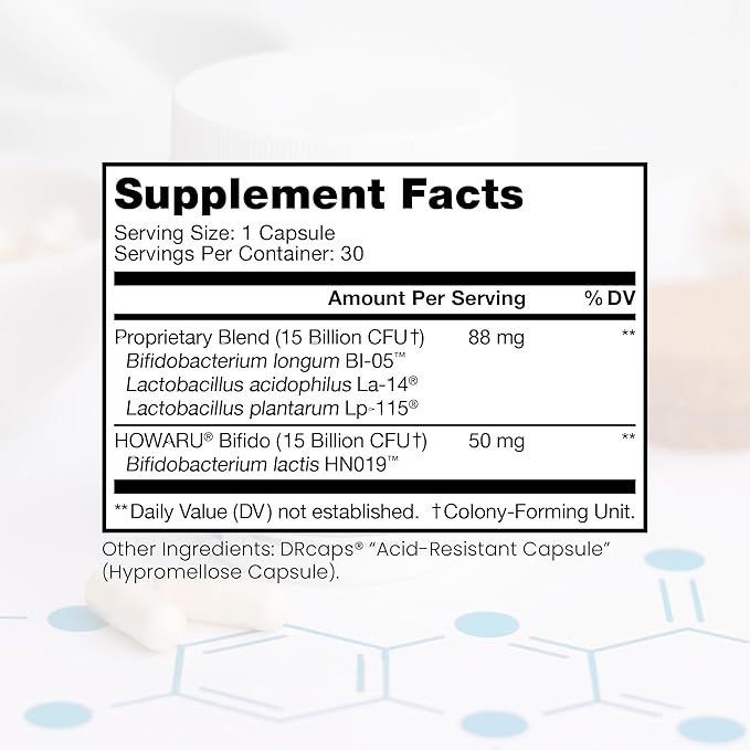 Pure Therapro Rx Power Probiotic Daily - 30 Acid-Resistant Capsules | 4 Proven Strains - 30 Billion CFU/Capsule | Patented Activ-Vial Desiccant Bottle to Ensure Freshness | NO Refrigeration Required