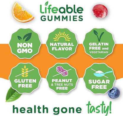 Lifeable Sugar Free Multivitamin for Men Gummies | VIT A, C, D, E, B1, B2, Niacin, B5, B6, Folate, B12, Biotin, Iodine, Zinc, Chromium, Ginseng, Lycopene, Inositol | Sugar Free Vitamins | 90 Gummies