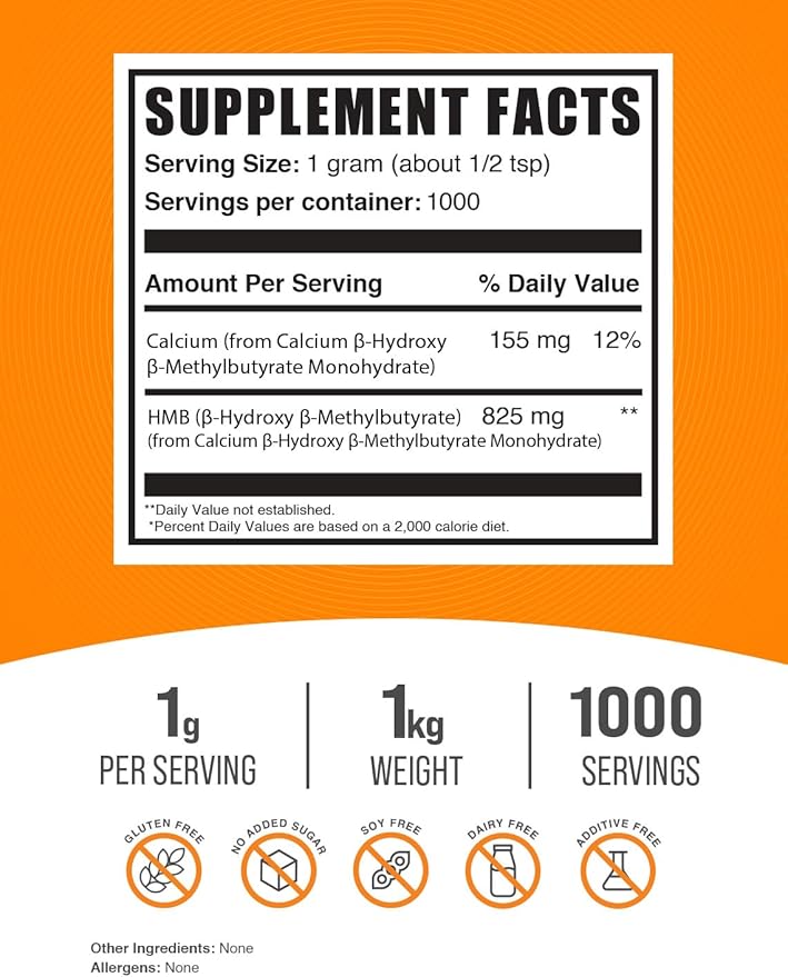 BulkSupplements.com HMB Powder - as Calcium HMB, Beta-Hydroxy Beta-Methylbutyrate - HMB Powder Supplements, Gluten Free - 1000mg per Serving, 5kg (11 lbs) (Pack of 5)