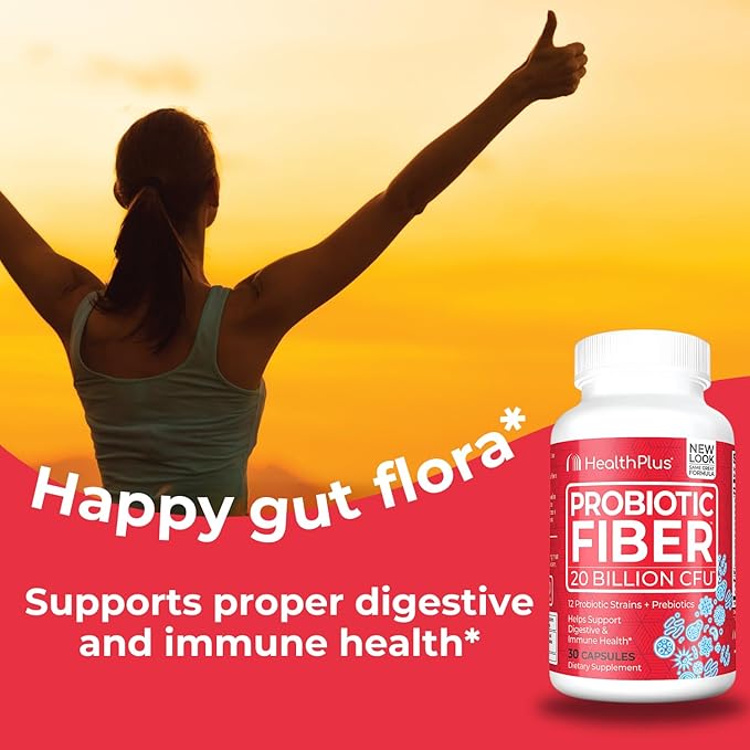 Health Plus Probiotic Fiber - Dietary Supplement, Detox, 30 Capsules, 30 Servings