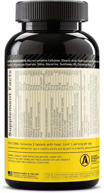 Optimum Nutrition Opti-Men Daily Multivitamin for Men, Immune Support Supplement with Amino Acids, 80 Day Supply, 240 Count, (Packaging May Vary)