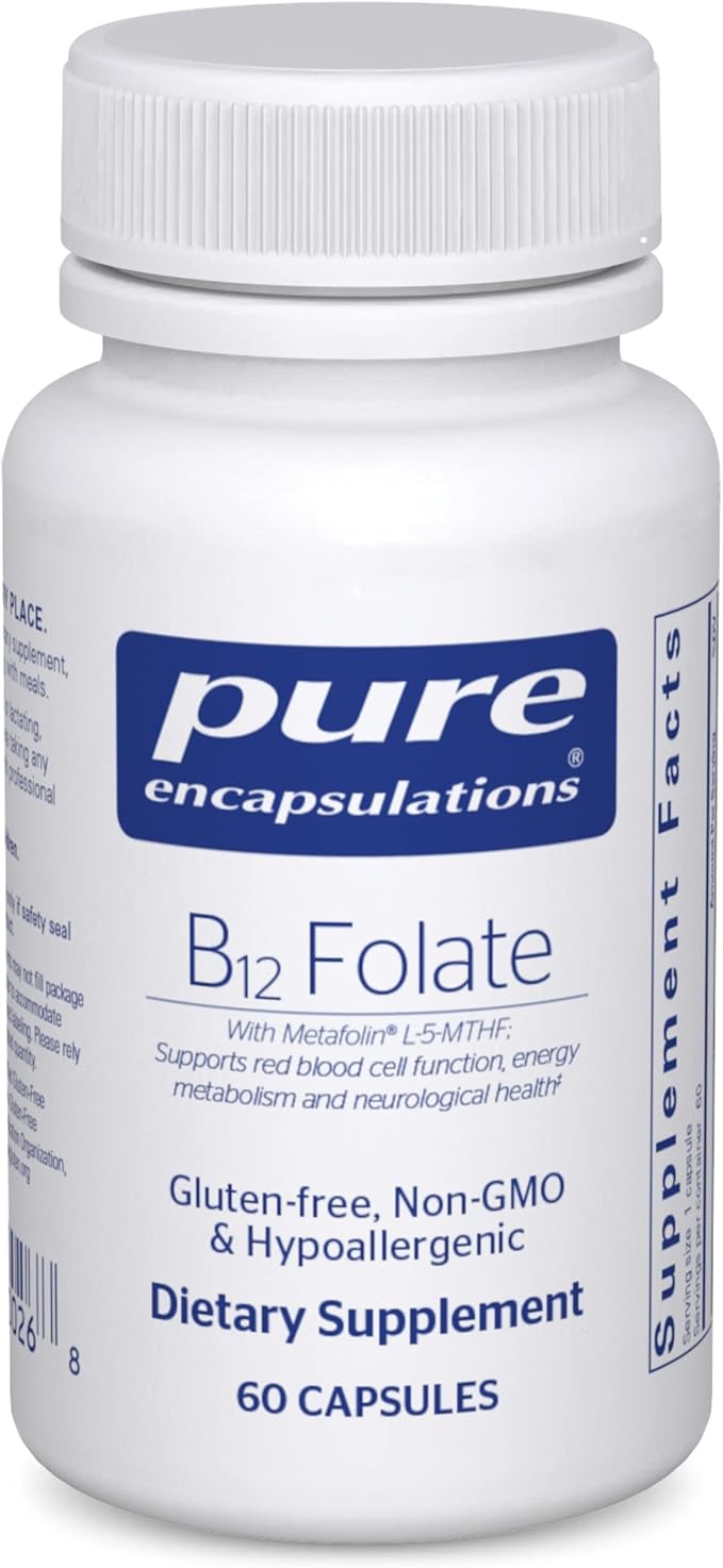 Pure Encapsulations B12 Folate - Energy Supplement to Support Nerves, Energy Metabolism & Cognitive Support* - with Vitamin B Folate as Metafolin - 60 Capsules