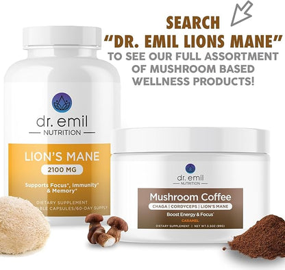 Organic Lions Mane Mushroom Supplement for Mental Clarity, Focus & Immune Support - Organic Brain Boosting Nootropic Lions Mane Mushroom Capsules with 100% Organic Lions Mane Extract, 60 Servings