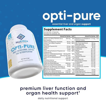 NuEthix Formulations Opti-Pure, Daily Nutritional Support for Detoxification Supplement, Supports Liver Function and Elimination of Toxins, 30 Serving Bottle