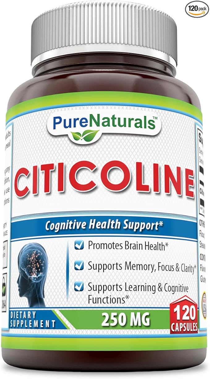 Pure Naturals - Citicoline Dietary Supplement - 250 Milligrams - 120 Capsules - Supports Brain Health - Promotes Better Memory and Focus