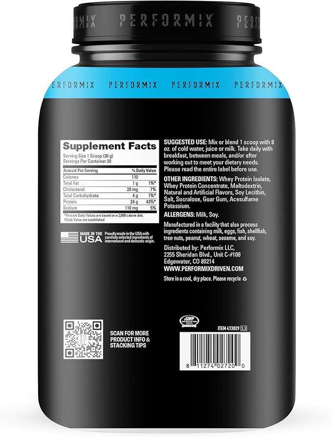 PERFORMIX - Whey Protein Isolate Blend - 24g of Protein - 5.4g of BCAAs - 110 Calories - Muscle Building & Post Workout Recovery - 100% Whey Protein Powder - 1.98 lbs - 30 Servings - Fruity Cereal
