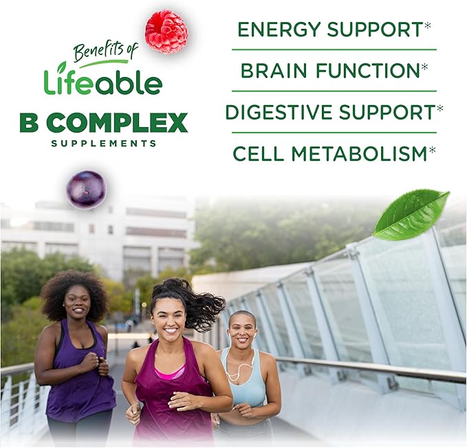 Lifeable Sugar Free Vitamin B Complex Gummies | B-Complex with Vitamin C | Great Tasting VIT B Complex Vitamins | Energy and Nerve Support | B Vitamins Complex for Women, Men, Adults | 90 Gummies
