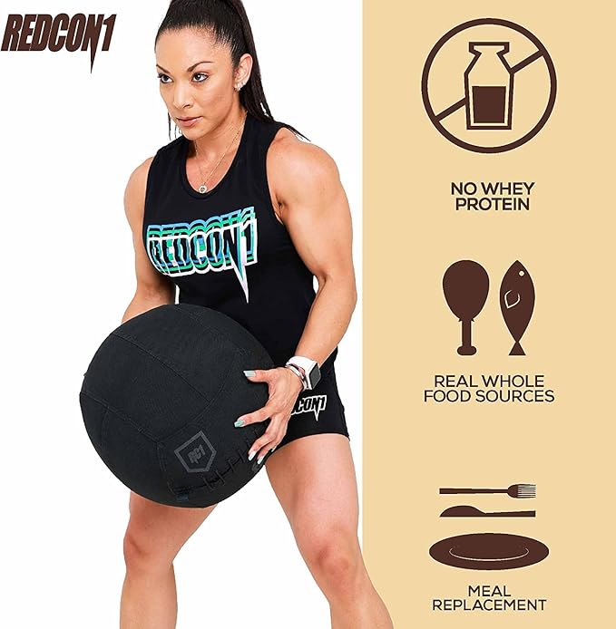REDCON1 MRE Protein Powder, Oatmeal Chocolate Chip - Meal Replacement Protein Blend Made with MCT Oil & Whole Foods - Protein with Natural Ingredients to Aid in Muscle Recovery (25 Servings)