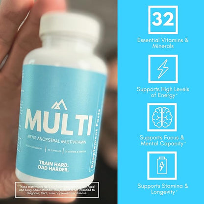 Multivitamin, Ancestral Daily Complete Vitamin for Men, 32 Vitamins & Minerals Including Vitamin A, B, C, D, Zinc, Magnesium, Paleo & Keto Friendly