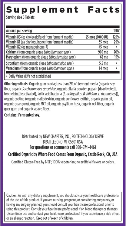 New Chapter Calcium Supplement - Bone Strength Tiny Tabs Organic Calcium with Magnesium, Vitamin D3+K2, 70+ Trace Minerals for Bone Health, Gluten Free, Easy to Swallow - 240 ct