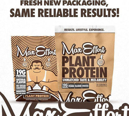 MAX EFFORT Plant Protein Powder, 19 G Pea Protein, Plant Based, Gluten Free, Low Carb, Protein Shake or Smoothie Mix, Meal Replacement, No Whey, No Sugar Substitutes, Chocolate Peanut Butter, 20 Srvg
