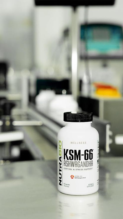 NutraBio Ashwagandha KSM-66 Herbal Supplement for Better Overall Well-Being- Ashwagandha Supplement- 600mg - 90 Vegetable Capsules