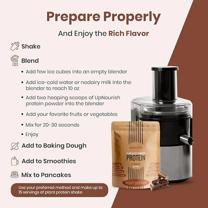 UpNourish Chocolate Vegan Protein Powder 54 Superfoods Powder,1.5 Billion CFU Probiotics 21g Plant Based Protein,No Sugar No Dairy No GMO Dairy Free,Meal Replacement Shake, Low-Carb Diet,15 Servings