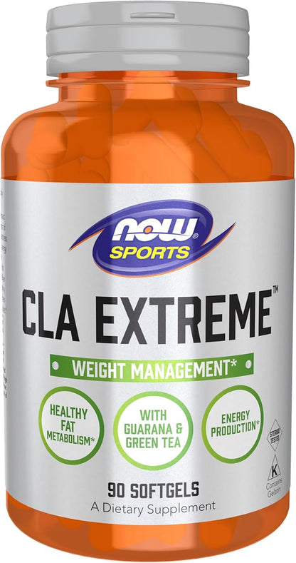 NOW Foods Sports Nutrition, CLA Extreme™ (Conjugated Linoleic Acid) With Guarana & Green Tea, 90 Softgels