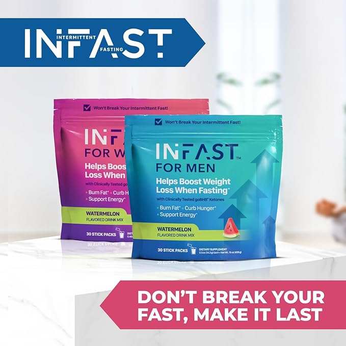 Real Ketones Intermittent Fasting Drink Mix for Men BHB Exogenous Ketones Powder with Fasting Electrolytes & Green Coffee Bean Extract for Sustainable Hydration Energy and Focus (Watermelon) - 30ct