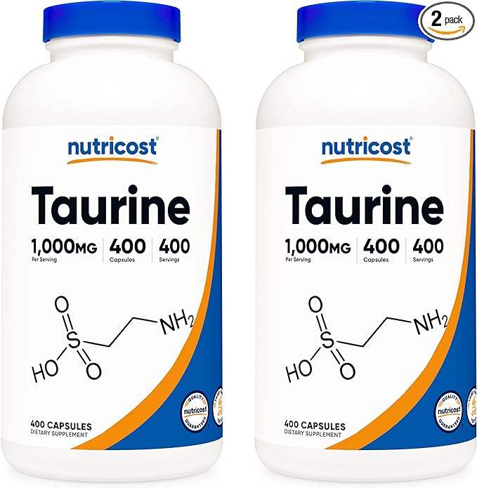 Nutricost Taurine 1000mg; 400 Capsules (2 Bottles)