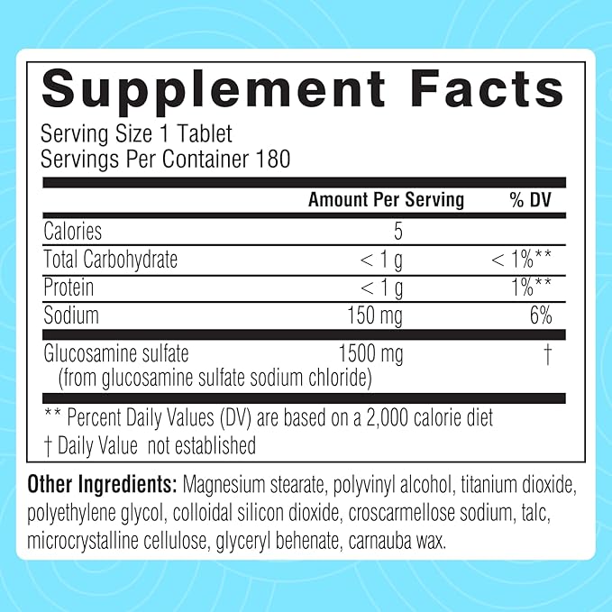Swisse Glucosamine Sulfate Joint Support Supplement, Joint Health Supplement for Mobility and Flexibility | Joint Supplement for Women and Men | Glucosamina 1500mg | 180 Tablets
