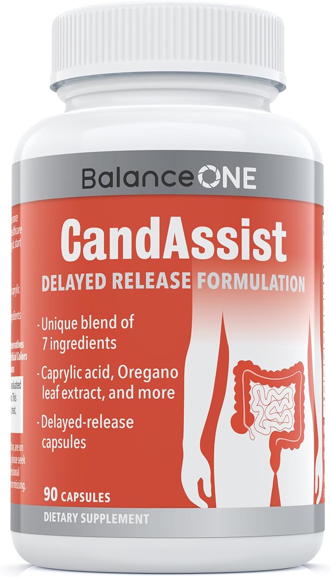 CandAssist Intestinal Flora Balance - Caprylic Acid, Berberine - Delayed Release Capsules - Vegan & Non-GMO - 30 Day Supply