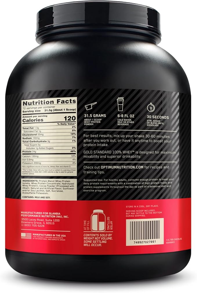 Optimum Nutrition Gold Standard 100% Whey Protein Powder, Rocky Road, 5 Pound (Packaging May Vary)