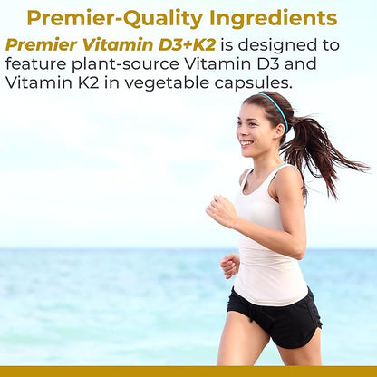 Premier Research Labs: Vitamin D3 + K2 Supplements | for Bone Support and Promotes Heart Health, Gluten-Free - 5000 IU Vegan Supplements - Tested Quality | 30 Plant-Source Based Capsules
