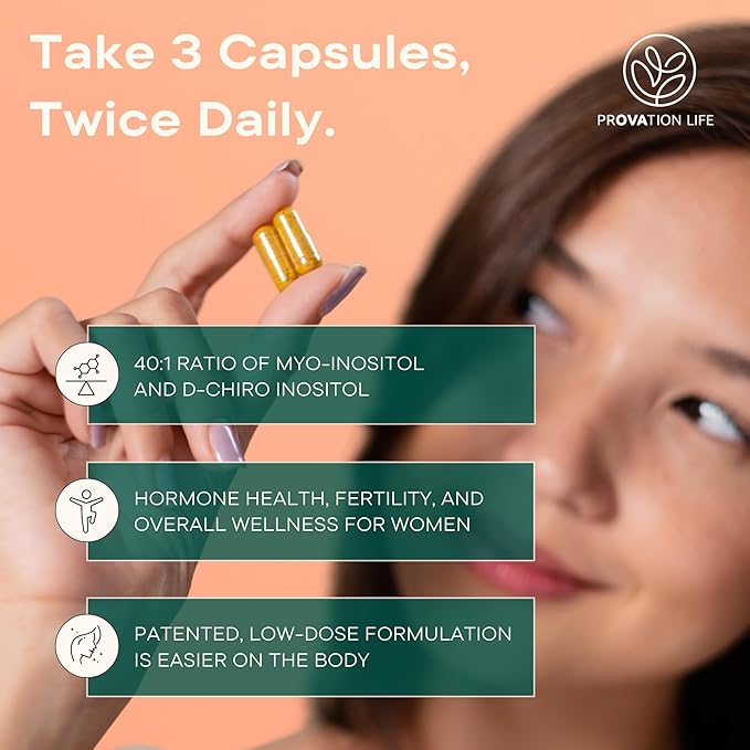 Inositol Plus Supplement for Women | Ovarian Health, Hormone Balance, Fertility, Ovulation | 40:1 Myo-Inositol D-Chiro & 12 Ingredients | Developed by Medical Doctor | 120 Capsules