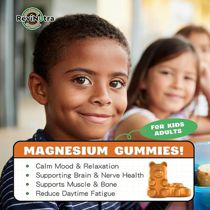 Magnesium Complex Gummies- Calm Chewable Gummies for Kids & Adults- Magnesium Glycinate, Threonate Supplement- Support Calm Stress Relief, Bones, Mood Vegan- Sugar-Free Orange Flavor, 60 Gummies