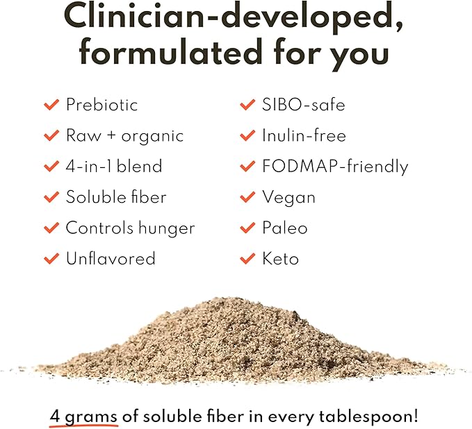 Loosen Up Organic Soluble Fiber Supplement for Digestive Gut Health, Constipation & IBS Relief, Gluten Free Vegan Soluble Prebiotic Powder, One Month Supply