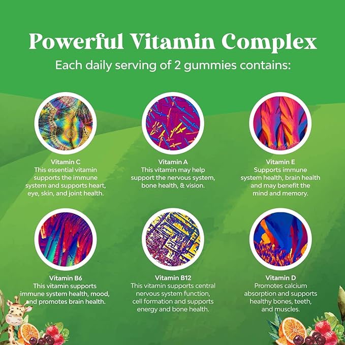 Plant Based Kids Multivitamin Gummies - Multivitamin for Kids Immunity Support Gummies with Vitamins A C D3 E B and Zinc Gelatin and Gluten Free Non-GMO Kids Vitamins Gummy Multivitamin Formula 120ct