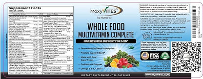 Mens Multivitamins - Daily Mens Vitamins with 44 Organic Whole Food - Multivitamin for Men with Iron & Fermented Nutrients - Vegan Daily Vitamin for Men with B-Complex, Probiotics, Omegas