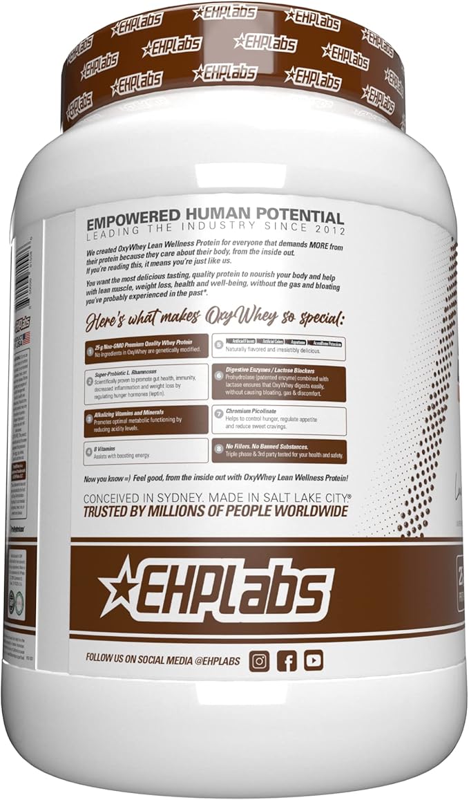 EHP Labs OxyWhey Whey Protein Powder - 25g of Whey Isolate Protein Powder, Meal Replacement Shake, Sugar Free Protein Powder - 25 Serves (Chocolate Caramel)