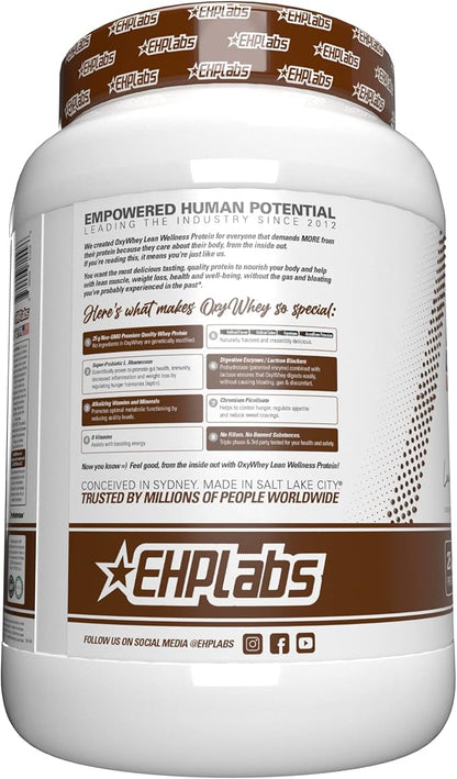 EHP Labs OxyWhey Whey Protein Powder - 25g of Whey Isolate Protein Powder, Meal Replacement Shake, Sugar Free Protein Powder - 25 Serves (Chocolate Caramel)