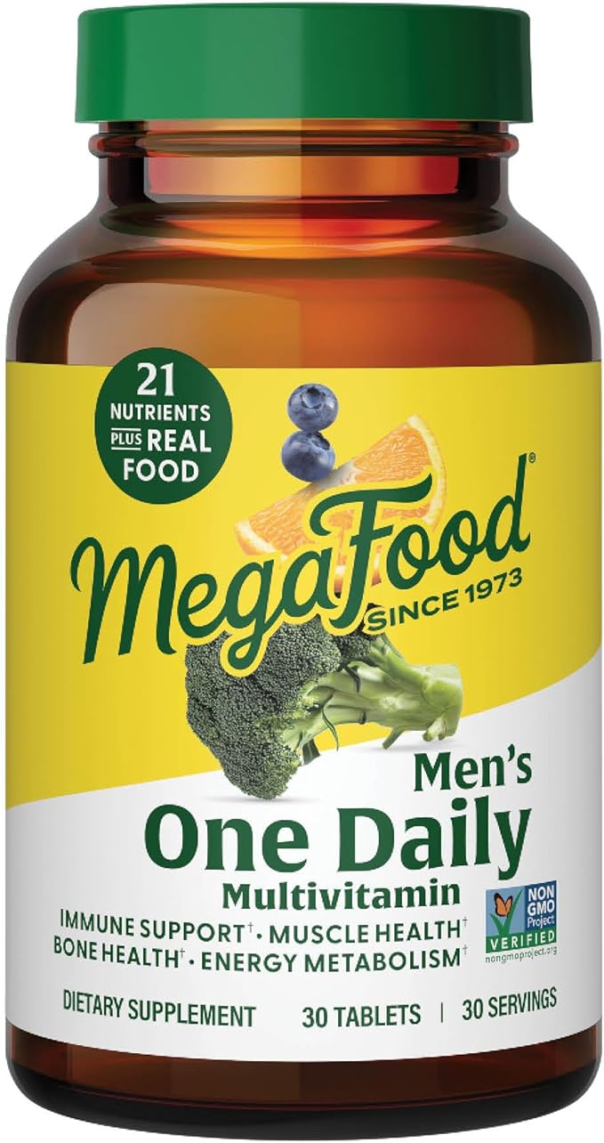 MegaFood One Daily Mens Multivitamins - Multivitamin for Men - Vitamin C, Vitamin D3 & Vitamin B12 - Muscle, Energy Metabolism & Immune Support - Vegetarian, Gluten Free - 30 Tablets, 30 Servings
