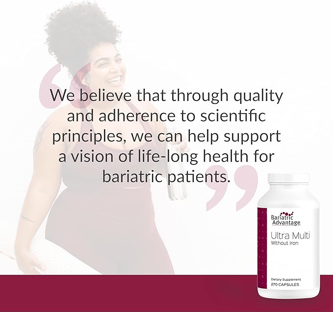 Bariatric Advantage Ultra Multi Without Iron - High Potency Multivitamin - for Bariatric Surgery Patients - Bariatric Multivitamin Capsule - with Calcium, Vitamin C & More - 270 Capsules