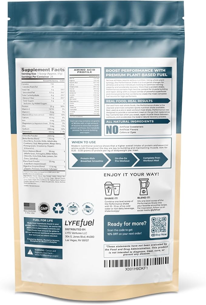 Vegan Protein Shake by LyfeFuel | Plant-Based Protein Powder with BCAA, Greens & Superfoods for Sports Performance, Recovery & Lean Muscle Building | Clean Whey Protein Powder (Vanilla, 24 Servings)