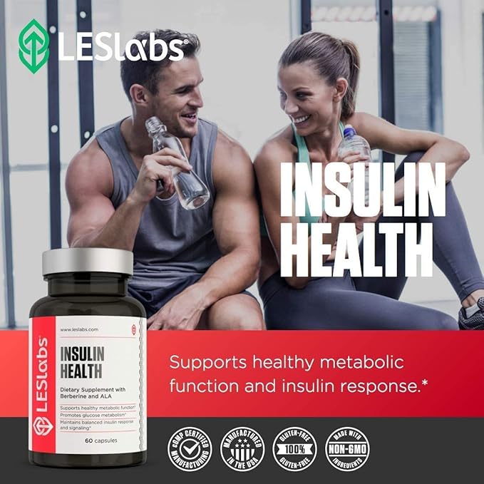 LES Labs Insulin Health – Metabolic Health and Support, Lipid & Carbohydrate Metabolism – Berberine, Chromium, Olive Leaf, Alpha Lipoic Acid & Vanadium – Non-GMO Supplement – 60 Capsules